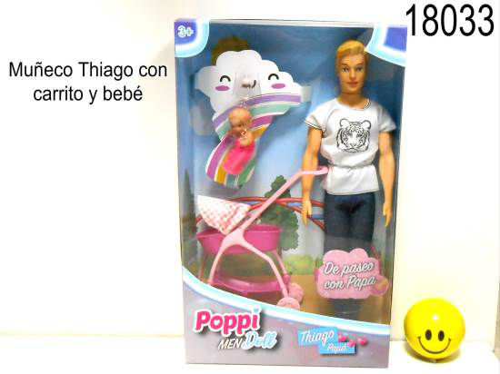 Imagen de MUÑECO KEN THIAGO CON BEBE Y ACCESORIOS 7.25